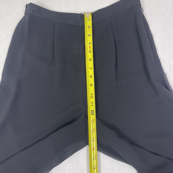 Black Sheer Chiffon Wide Leg Palazzo Pants 8 Flowing Boho Dressy Evening Resort - Picture 10 of 12